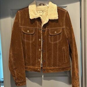 Scully Brown Suede Jacket with Cream Sherpa Collar